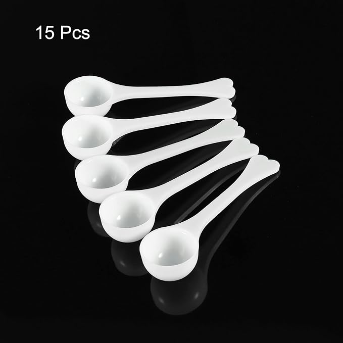 MECCANIXITY Micro Spoons 3 Gram Measuring Scoop Plastic Round Bottom Mini Spoon for Home Kitchen Powder Measurement Baking 15Pcs