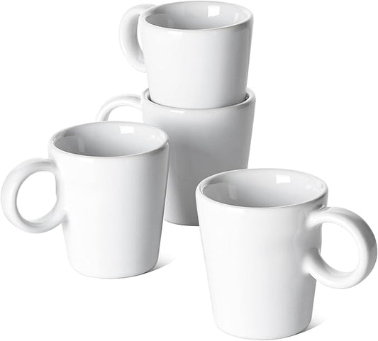 LE TAUCI 3 oz Espresso Cups, Ceramic Demitasse Cup, Mini Coffee Mugs for Home or Office, Stackable Expresso Shots Cup Perfect for Espresso Machine, Set of 4, White