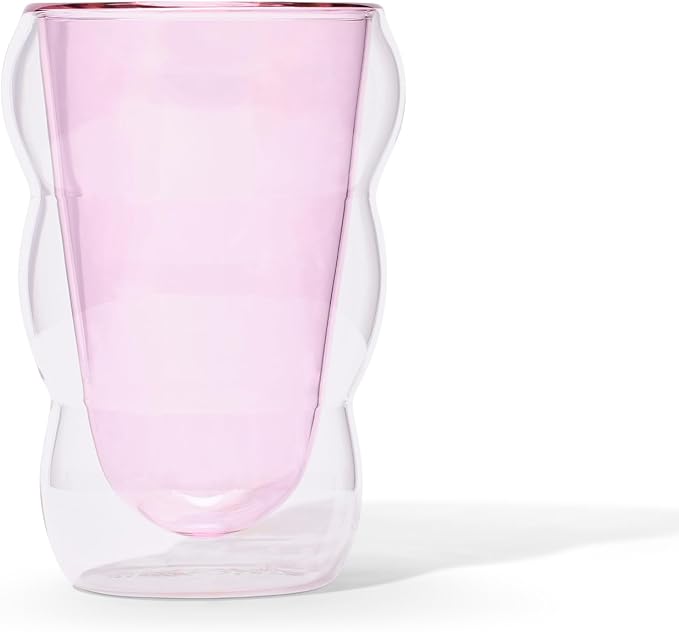 Teaspressa Pink Glass Cloud Cup 12 oz Double-Wall Insulated Borosilicate Glass – Heat-Resistant – Ideal for Hot or Iced Tea, Lattes, Coffee & More – Minimalist Design – Great Gift