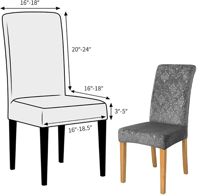 FORCHEER Chair Covers for Dining Chairs Set of 6,Velvet Dark Grey Stretch Dining Room Chair Cover Kitchen Parsons Chair Slipcovers (Pack of 6, Velvet Dark Grey) - Image 5