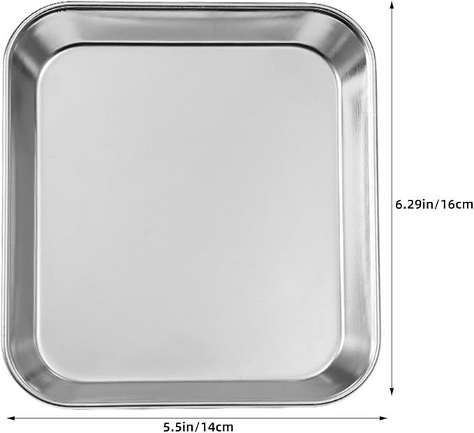 ibasenice 4pcs Stainless Steel Bakeware, Non-Stick Baking Cake Trays for Toaster Oven: 6.3 X 5.5" Multipurpose Pastry Making Sheet for Bread/Cookie Baking - Image 2
