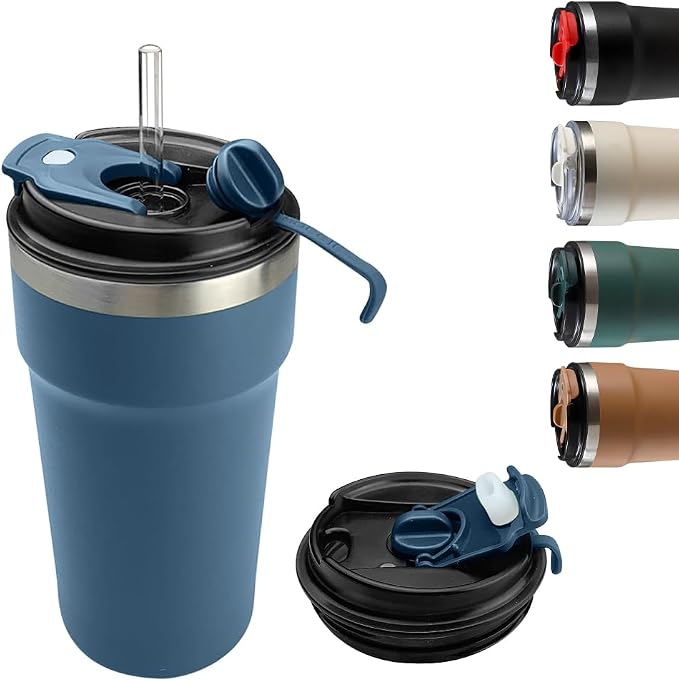 SPLMIFA Travel Coffee Mugs Leak-Proof, Reusable Coffee Cups with Lids, Stainless Steel Vacuum Insulated Coffee Tumblers, Thermal Insulation Cups for Men and Women Hot & Cold Drinks(4th-Blue, 16OZ) by SPLMIFA