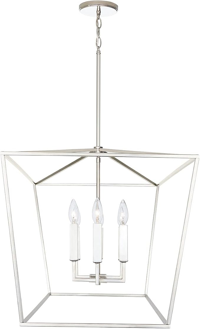 Capital Lighting 837661PN Thea Symmetrical Clear Line Island/Linear Pendant, 6-Light 360 Total Watts, 21" H x 42" W, Polished Nickel - Image 7