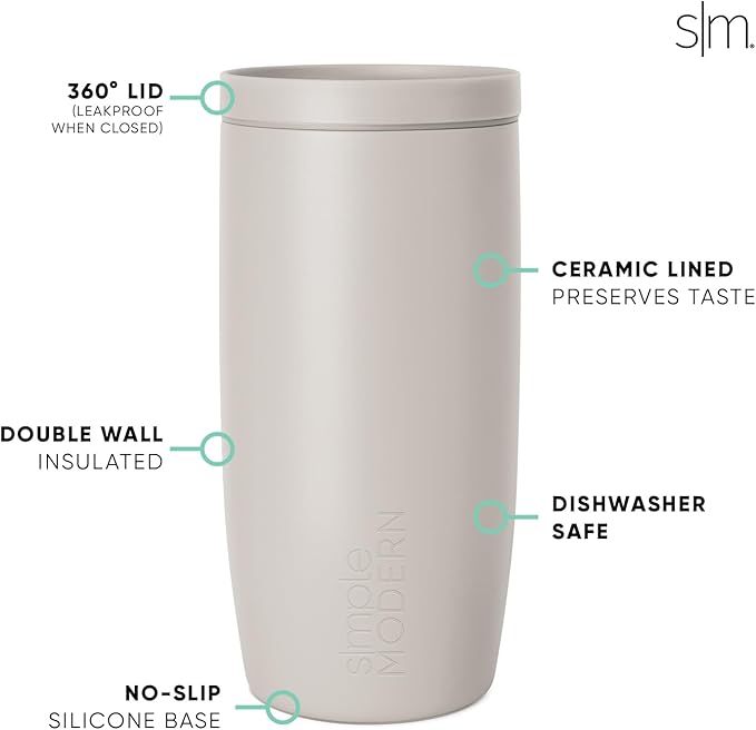 Simple Modern Halloween Travel Coffee Mug 360° Lid | 16oz | Spiderweb | Voyager Ceramic-Lined Insulated Stainless Steel Coffee Tumbler, Iced Coffee Cup, Mug with Lid | Fits Cupholder, Spiderwebs - Image 5