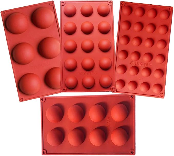 Semicircle Silicone Mold,Shxmlf Half Sphere Chocolate, Candy and Gummy Mold Teacake Bakeware Set for Cake Decoration Mousse Dome Jelly Ice Cream Bombe Cupcake Baking Mold, Assorted Size,Set of 4 by Shxmlf