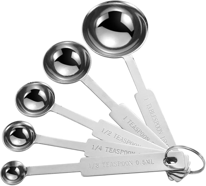 Stainless Steel Measuring Spoons Set, Metal Teaspoon & Tablespoon, Set of 5 | Measuring Spoon, Coffee Bar Kitchen Appliances & Apartment Essentials for Coffee Baking, Gifts for Mom & Coffee Lover by Unknown