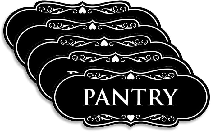 Designer Pantry Sign (Black) - Medium (5 Pack) by SignsByLITA