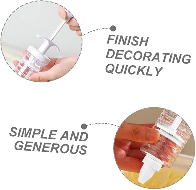 Reusable Cake Decorating Piping Syringe with Detachable Tips One-handed Cream Injector Baking Kit for Dessert and Cookie Decoration
