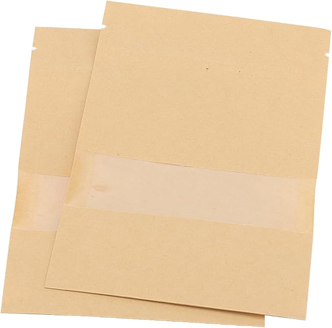 SHEUTSAN 200 Pack 4 x 6 Inch Kraft Zip Lock Pouch with Window, Brown Stand Up Pouches Bags, Resealable Bag for Dry Food, Snack - Image 6