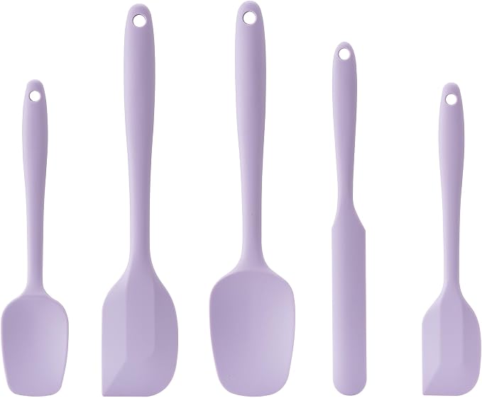 Silicone Spatula Set,5 Piece Food Grade Rubber Spatulas,Lavender | Spatulas Silicone Heat Resistant for Baking,Cooking,and Mixing High Heat Resistant Non Stick Dishwasher Safe BPA-Free by Hoewina