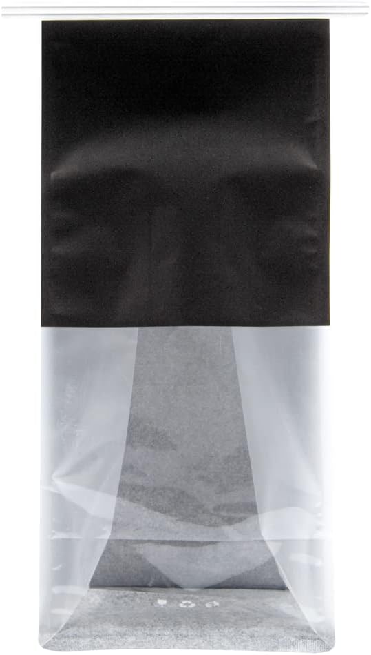 Bag Tek 5.1 x 4.1 x 11.2 Inch Tin Tie Bags With Windows, 100 Resealable Bakery Bags With Windows - Flat Bottom, For Cookies or Coffee Beans, Black Cotton Paper Tin Tie Bags - Restaurantware - Image 14