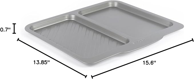Salter Essentials Split Baking Tray, Rectangular Non-Stick Oven Tray | Carbon Steel Construction, Dishwasher Safe, PFOA-Free Coating, Made In The UK, For Chips And Pastries, 1 Tray - Image 9