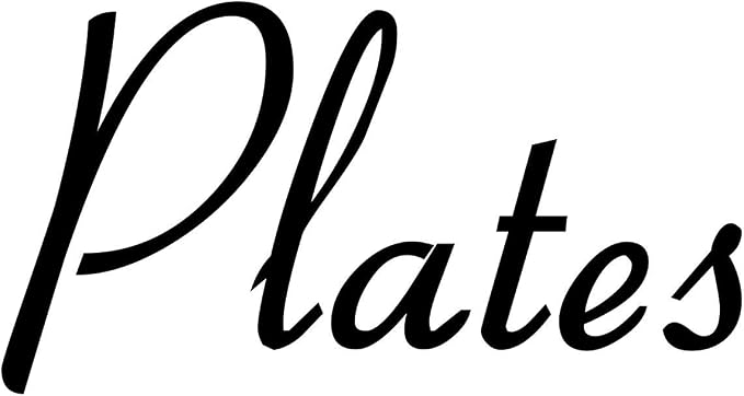 Plates 3.75w x 2h Label | Kitchen Pantry Organization | Die Cut Vinyl Decal | Black Retro Font (Sticker Only) by MinglewoodTrading