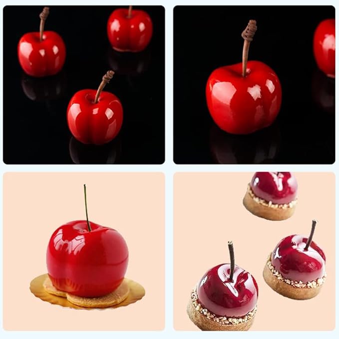 3D Cherry Silicone Molds for Baking Mousse Cake,Brownie, French Dessert Mold for Pastry Cake Decoration(12-Cavity)