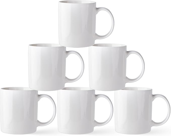 AmorArc 12oz Off White Coffee Mugs Set of 6, Ceramic Coffee Mugs with Large Handle for Man, Woman, Light Weight Coffee Mugs Set for Latte/Cappuccino/Cocoa/Milk, Dishwasher & Microwave Safe, 6Pcs by AmorArc