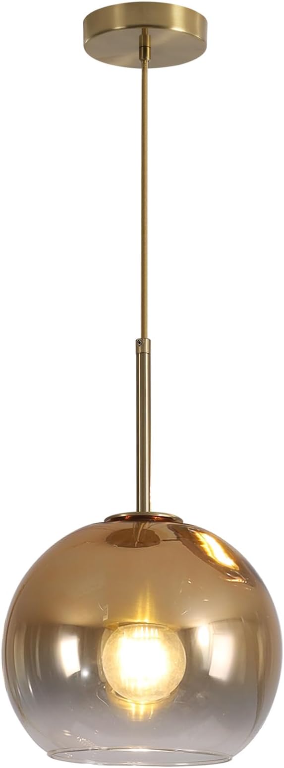 KCO Lighting 1-Light Modern Glass Pendant Lights Large Gold Globe Pendant Light Mid Century Single Pendant Light Kitchen Island Dining Room Lighting Fixtures Ceiling Hanging by KCOLighting