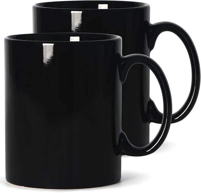 Large Coffee Mugs, 22 OZ(650ml) Extra Coffee Mug Set of 2, Smooth Ceramic Boss Cups, Big Capacity and Large Handle, for Dad Men, Black by SHOWFULL