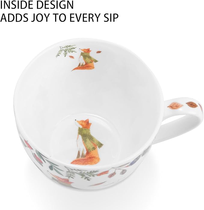 Autumn Forest Animal Mug - 20 oz Bone China Coffee Mug with Fox, Squirrel & Duck, Cozy Fall Gift for Nature Lovers and Friends, Designed in England by Harvest Green Studio - Image 6