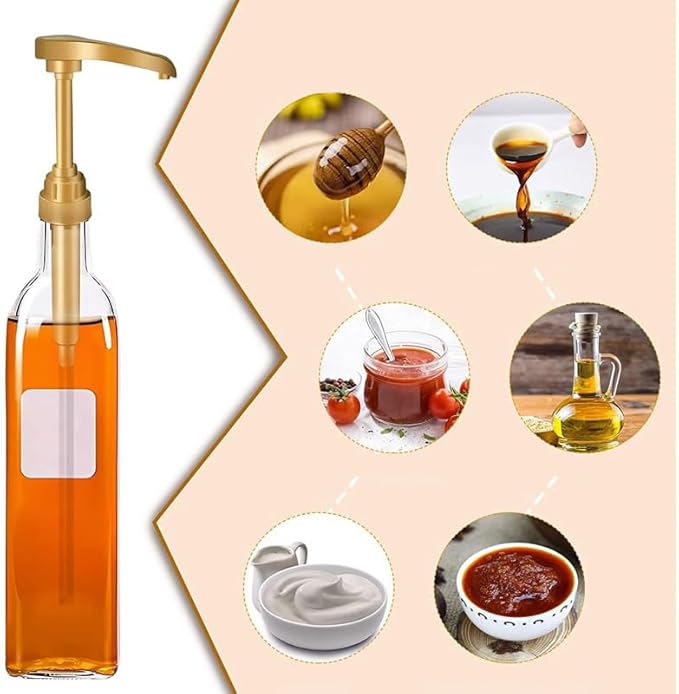 1Pc Gold Syrup Pump for Coffee Syrup Bottle,Fits 750ml Bottles | Ideal for Coffee Syrups, Snow Cones,Coffee Syrup Pump Dispenser and Coffee Bar Accessories(15.55*2.76inches),Syrup Pumps,Food Storage