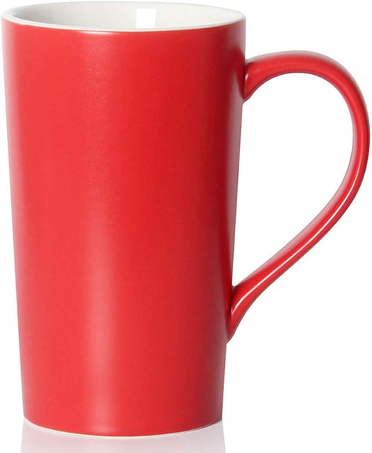20 Ounces Extra Large Coffee Mug, M007 Tall Big Ceramic Latte Milk Tea Cup with Handle for Dad Men Women, Christmas Red by Smilatte