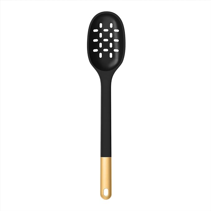 Kitchen Utensil Set, 6-Piece Silicone Kitchen Utensil Set with Rotating Rack - Non-Scratch, Heat Resistant Tools & Gold Stainless Steel Handles (Black) - Image 5