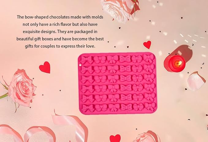 Silicone Mini Bow Molds, Featuring 6 Different Bow Shapes, Are Suitable For Making Candies, Jellies, Cookies, Sugarcraft, Pastries, Cake Decorations.