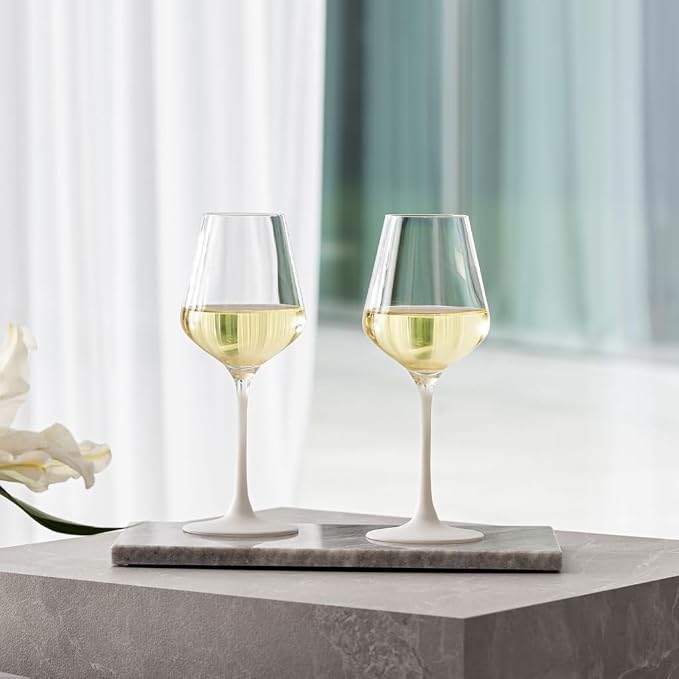 Villeroy & Boch - Manufacture Rock Blanc White Wine Goblet Set, 4 pcs. Set of Drinking Glasses, 13.75 oz, Crystal Glass, Matte White Slate Look | Matte-white crystal glass wine goblets, hand wash only, add a tactile, modern look to white wine service - Image 2