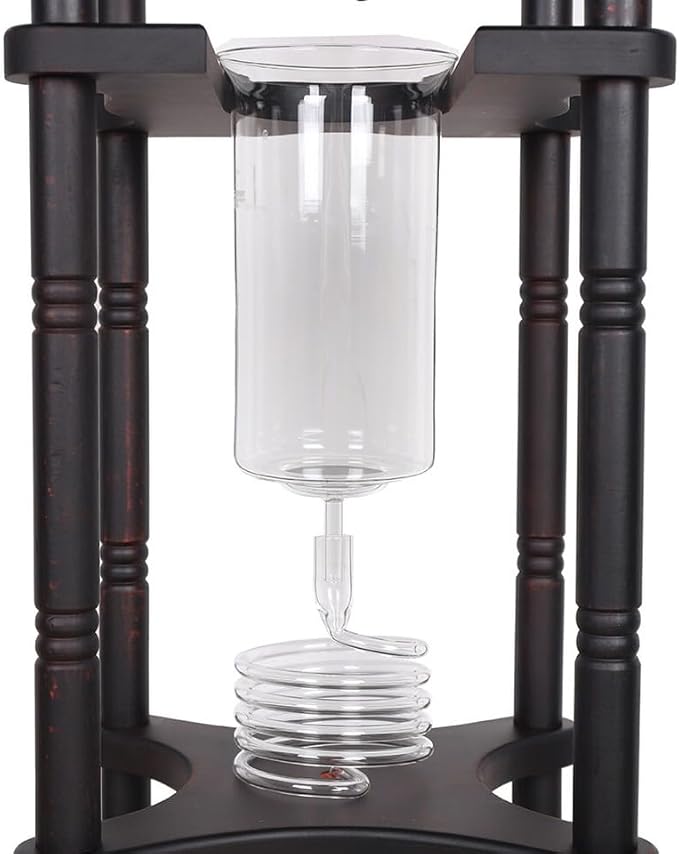Cold Brew Coffee Maker, Ice Drip Coffee Tower 2500ml Glass Dutch Coffee Dripper, Manual Slow Drip Iced Coffee Pot with Solid Wood Frame & Reusable Filter, for Cafe, Bar, Party, Home Brewing