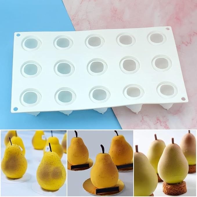Silicone Mold Baking Pan Non-Stick Baking Pastry Chocolate Cake Dessert DIY Decoration Tools (Pear U_11.8x6.8x0.2 inch)
