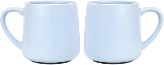 Bosmarlin Glossy Ceramic Coffee Mugs of 2, Tea Cup for Office and Home, 18 oz, Suitable for Dishwasher and Microwave(Blue, 2) by Bosmarlin