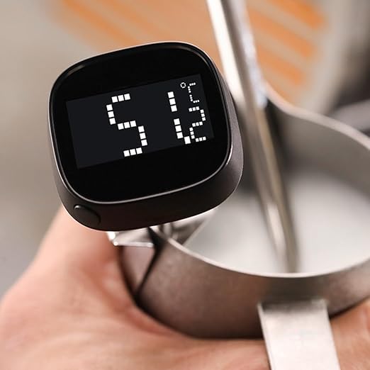 Digital Coffee Thermometer with Stainless Steel Probe and Latte Art Pen for Espresso for Milk Frothing Brewing Cooking BBQ Camping, Black