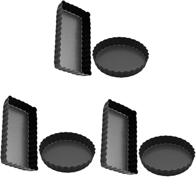 SOLUSTRE 3sets Non Stick Baking and Cake Molds for Oven Use for Tart Quiche and Pizza Baking Home Kitchen and Shop 2pcs*3 by SOLUSTRE