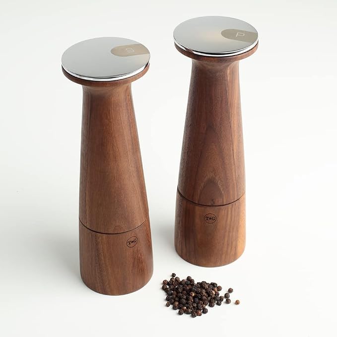 T&G CrushGrind Oblique Black Walnut Pepper/Peppercorn Mill, 20.5cm / Stylish Fine Dining Gourmet Fully Adjustable Ceramic Manual Grinder/Shaker/Coarse & Fine/Easy Fill - Image 4