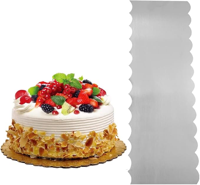 8.6 Inch Stainless Steel Cake Scraper Metal Scraper for Cake Smoother Leveler Scraper Cake Decorating Comb Cake Cutter for Mousse Butter Cream (Style 4)