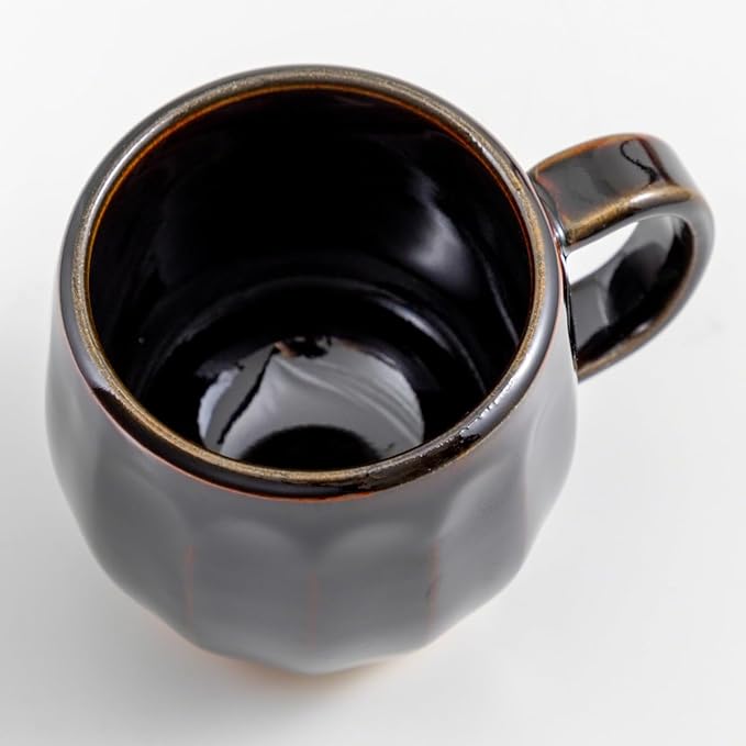 Asayu Japan Ceramic Coffee Pour Over Maker Set in Chocolate Brown, Slow Brewing Paper Filter Holder and Dripper with 3 Holes for Coffee and Tea (Accessory Ceramic Mug)