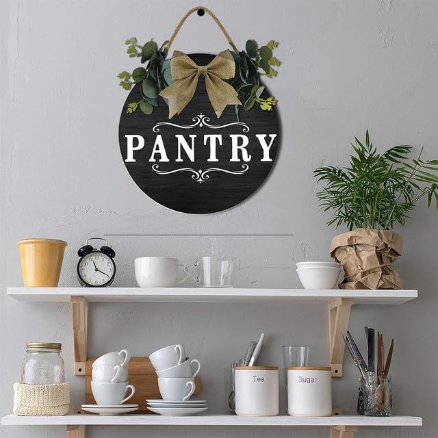 Pantry Signs Wall Art, Farmhosue Pantry Wall Decor, Rustic Wood Wall Hanging Plaque for Pantry Room Decor, Christmas Gift for Home 11" - Image 4