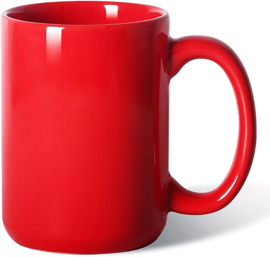 16 OZ Coffee Mug, Classic Blank Ceramic Cup with Large Handle for Tea Latte Cappuccino, Red by Smilatte