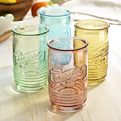 Glaver's Set Of 4 Original Mason Collins Glasses Assorted Colored Drinking Glasses For Juice, Cocktails, Beverage Glass Cups, Hand Wash-In Cold Water (Original Mason Colored 20 OZ) - Image 3