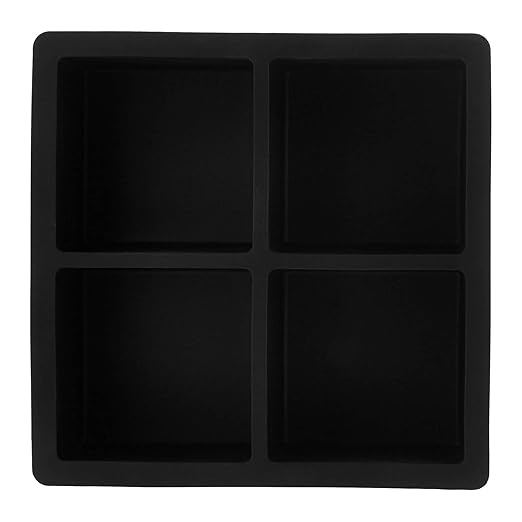 Amazon Basics Silicone Square Ice Cube Trays, Set of 2, Black, 4.25 x 4.25 x 1.77 in