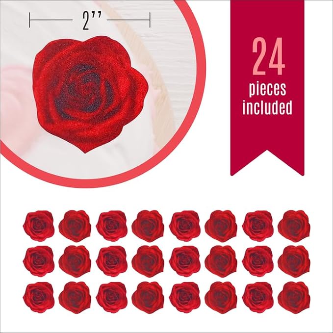 Sugar Robot -Red Roses - Edible leaves for cake decorating - Premium Crafted - Made in the USA Cake -Set of 15 - Image 3