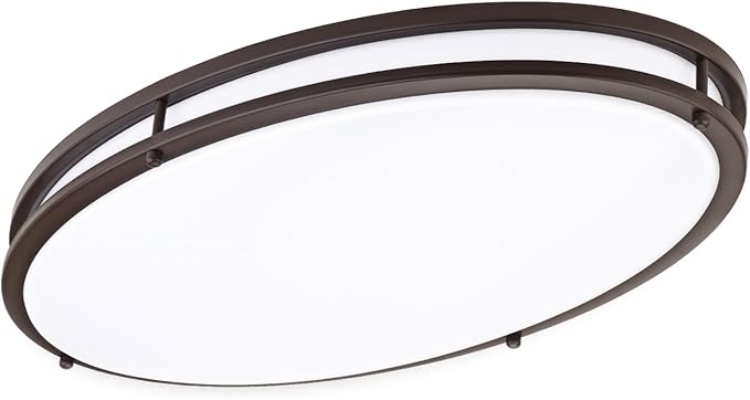 DAKASON 24Inch Oval LED Kitchen Ceiling Light Flush Mount, 40W Big LED Light Fixture Ceiling for Living Room, 3500K/4000K/5000K Dimmable, Modern for Dining Room/Laundry, Oil Rubbed Brown by DAKASON
