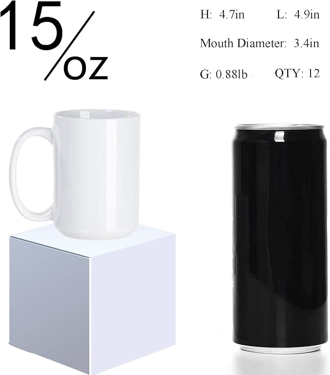 ABBSH Sublimation Coffee mugs, 15 oz White Coffee Mugs Tazas Para Sublimacion Cups With Box for Coffee, Soup, Tea, Milk, Latte, Hot Cocoa Set of 12 - Image 2