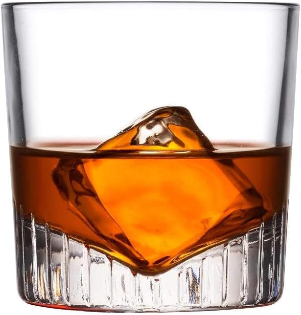 NUDE Whiskey Glasses Set of 4 – Caldera 9.25 oz Lead-Free Crystal Old Fashioned Rocks Glasses for Whisky, Scotch & Bourbon – V-Shape Motif Base, Dishwasher Safe Barware - Image 2
