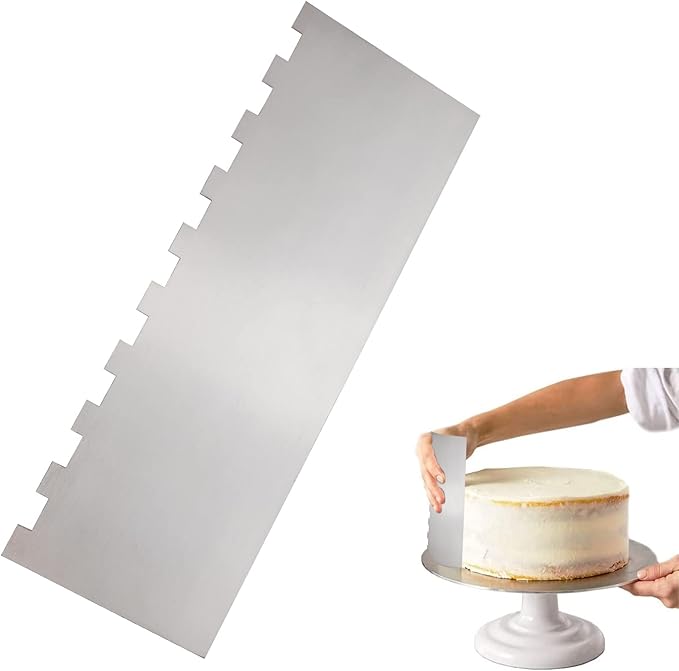 8.6 Inch Stainless Steel Cake Scraper Metal Scraper for Cake Smoother Leveler Scraper Cake Decorating Comb Cake Cutter for Mousse Butter Cream (Style 2)