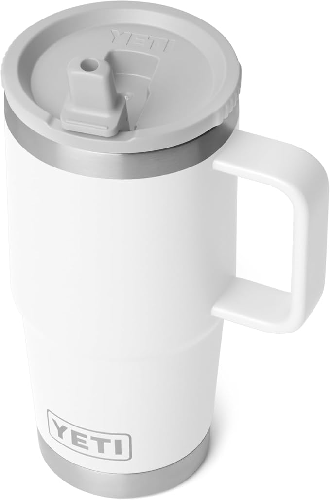 YETI Rambler 20 oz Travel Mug with Flip Straw Lid – Stainless Steel, Vacuum Insulated, Leakproof, Cup Holder Friendly, White - Image 7