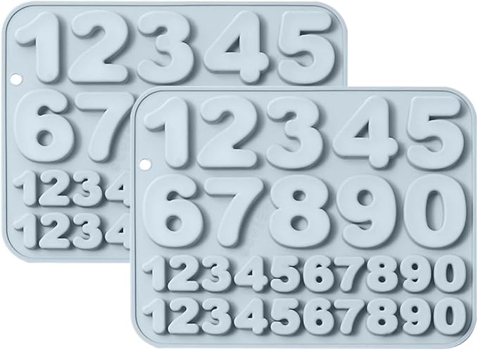 60 Cavities Number (0 to 9) Shape Candy & Chocolate Silicone Molds,2 Size, Non-Stick, Baking Molds for Making Candle, Cake Decoration, Jelly, Cupcake, Ice Cubes 2 Count