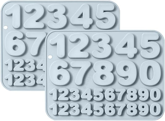 60 Cavities Number (0 to 9) Shape Candy & Chocolate Silicone Molds,2 Size, Non-Stick, Baking Molds for Making Candle, Cake Decoration, Jelly, Cupcake, Ice Cubes 2 Count
