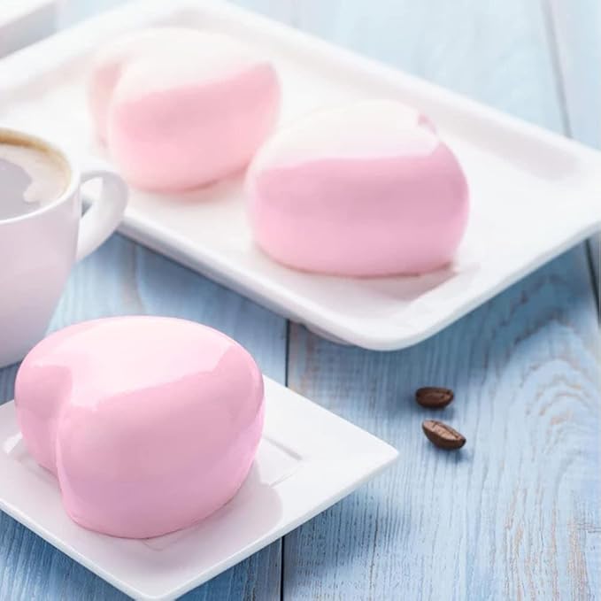 2 Pcs 3D Heart Shape Mold for Chocolate and Dessert Making | Flexible silicone for easy unmolding, Non-stick surface for clean shaping results, Heat resistant for baking and freezing use - Image 3