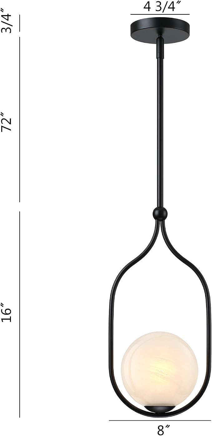 Globe Pendant Light, Modern Bubble Chandelier and Hand Blown Glass Chandelier with Black Finish Adjustable Rods for Kitchen Island Dinning Room Bedroom Living Room Home Owners - Image 3