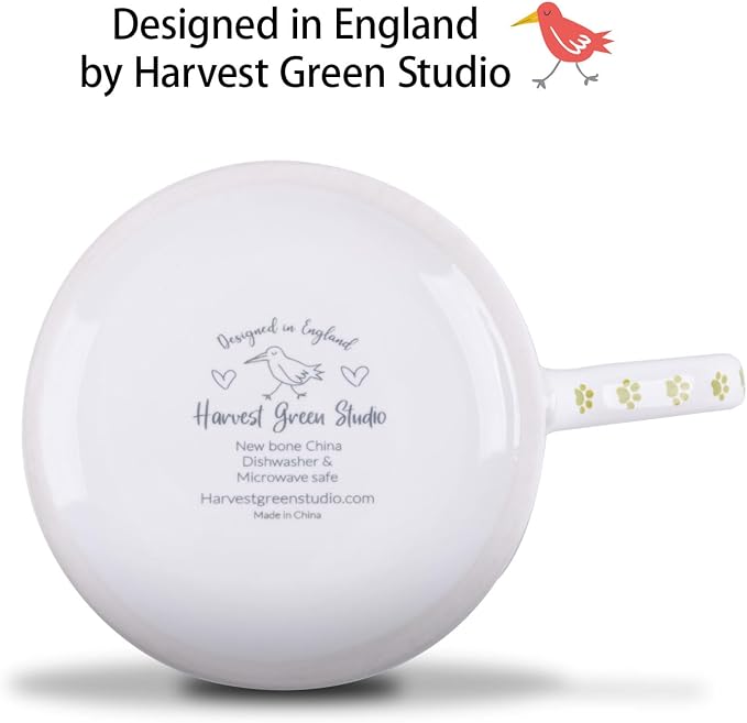 Cute Dog Coffee Mug, 12 oz Premium New Bone China Tankard Coffee Tea Mug, Holiday and Birthday Gift for Women, Dog Lovers, Dog Moms and Best Friends, Designed in England by Harvest Green Studio - Image 6